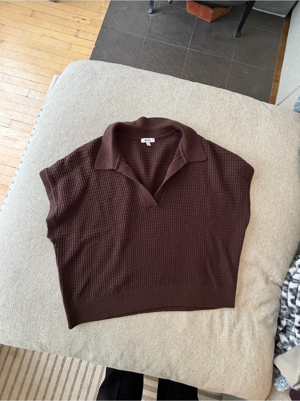 Brown Knit Collared Sweater